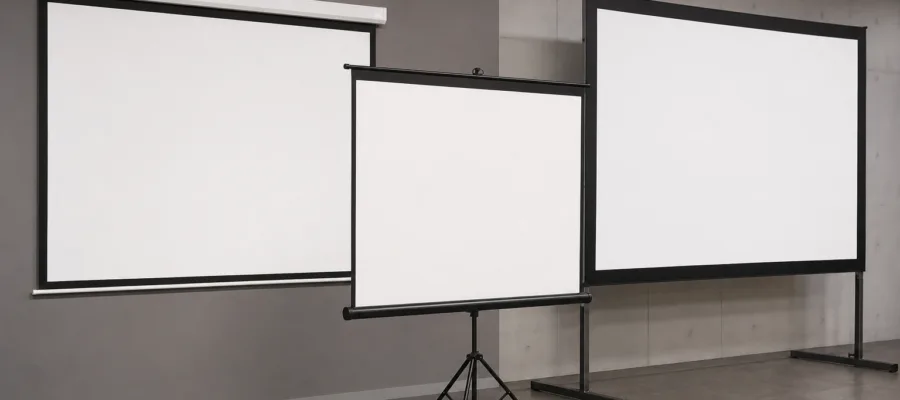 Beamer Leinwandtypen erklaert: Wand, mobile oder fest installierte Loesungen