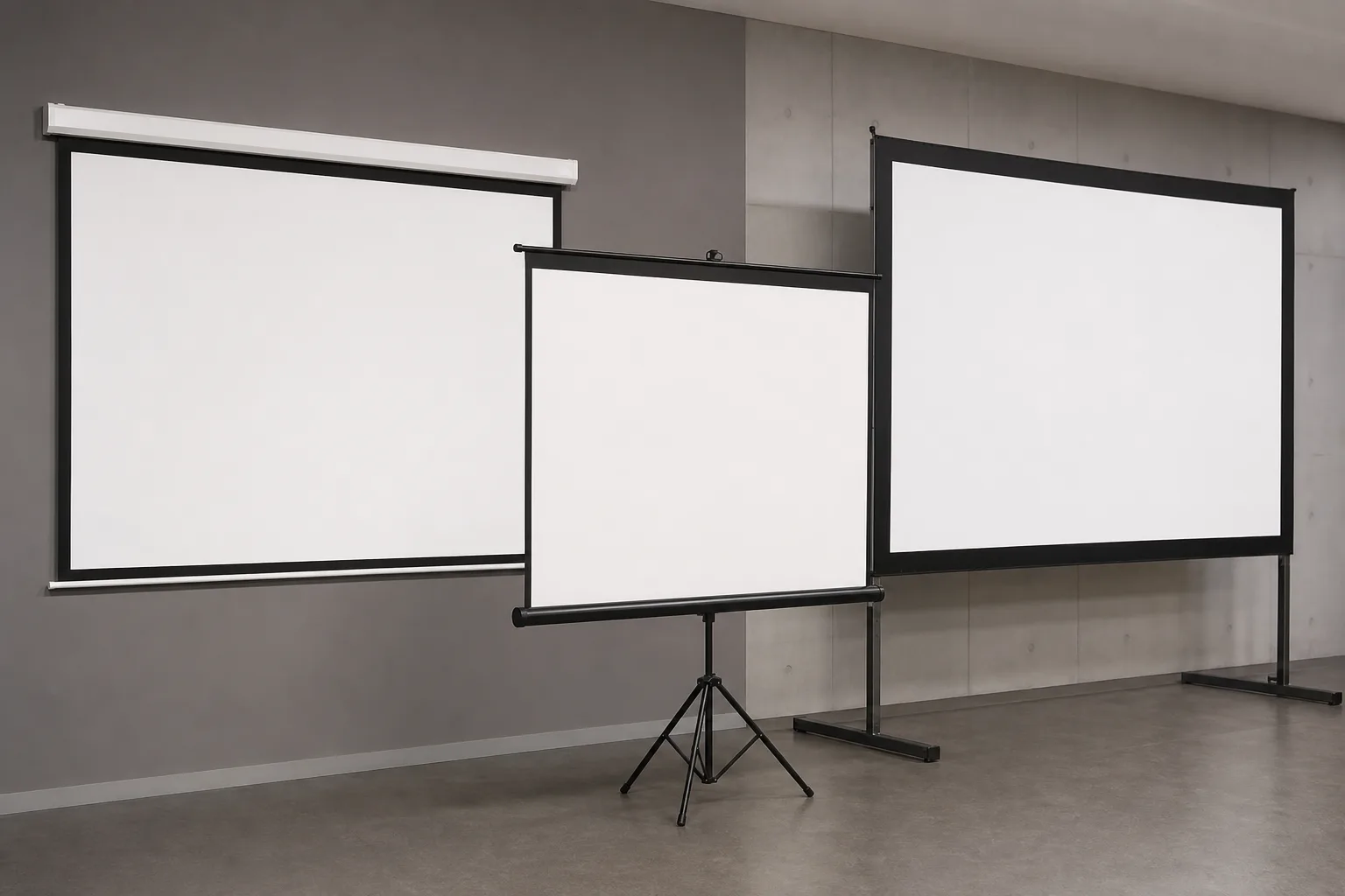Beamer Leinwandtypen erklaert: Wand, mobile oder fest installierte Loesungen